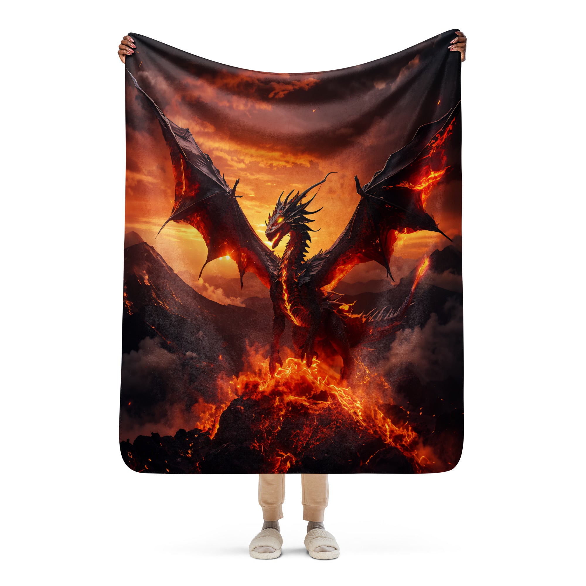 Fire Dragon Sherpa blanket