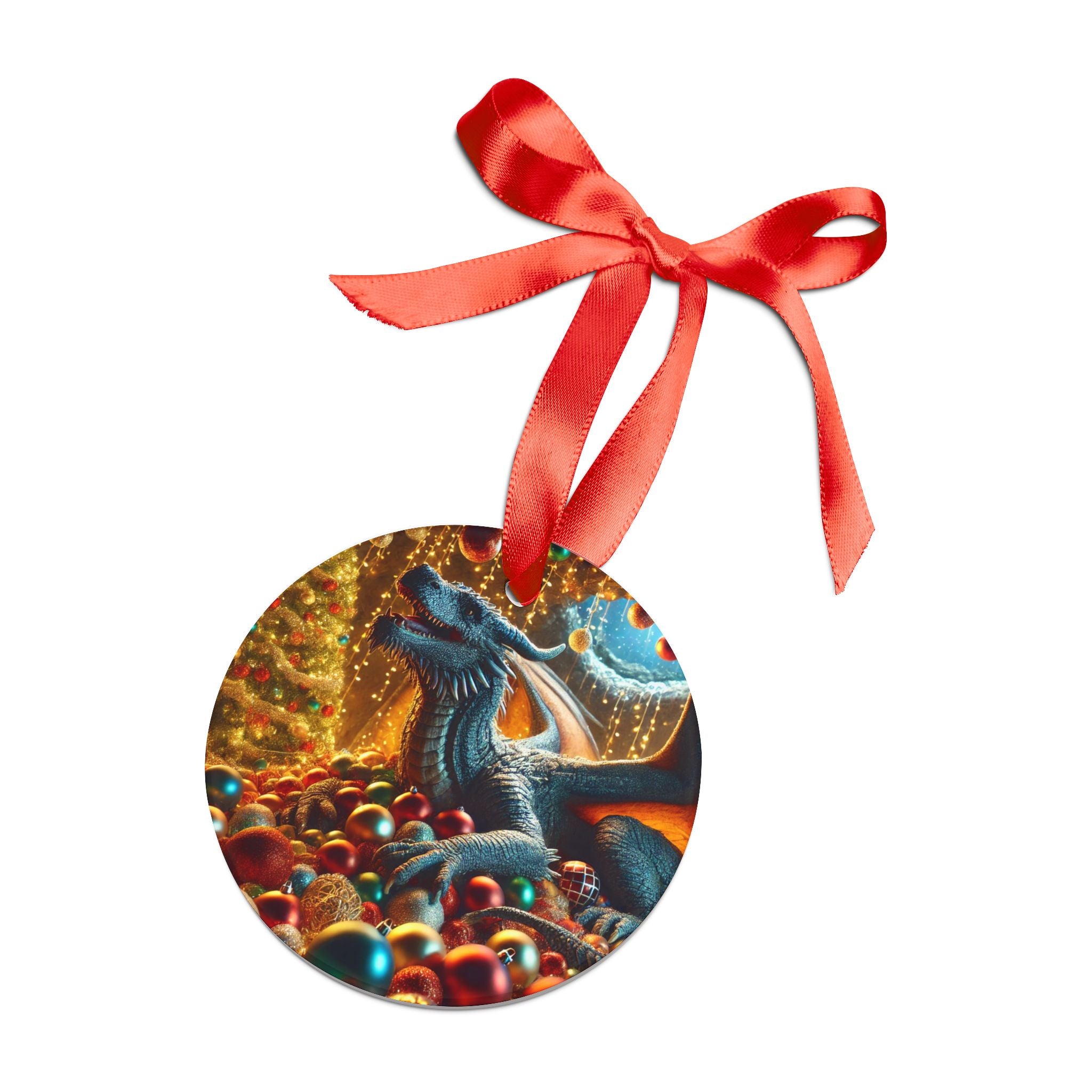 Hoarding Christmas Dragon Acrylic Ornament with Ribbon