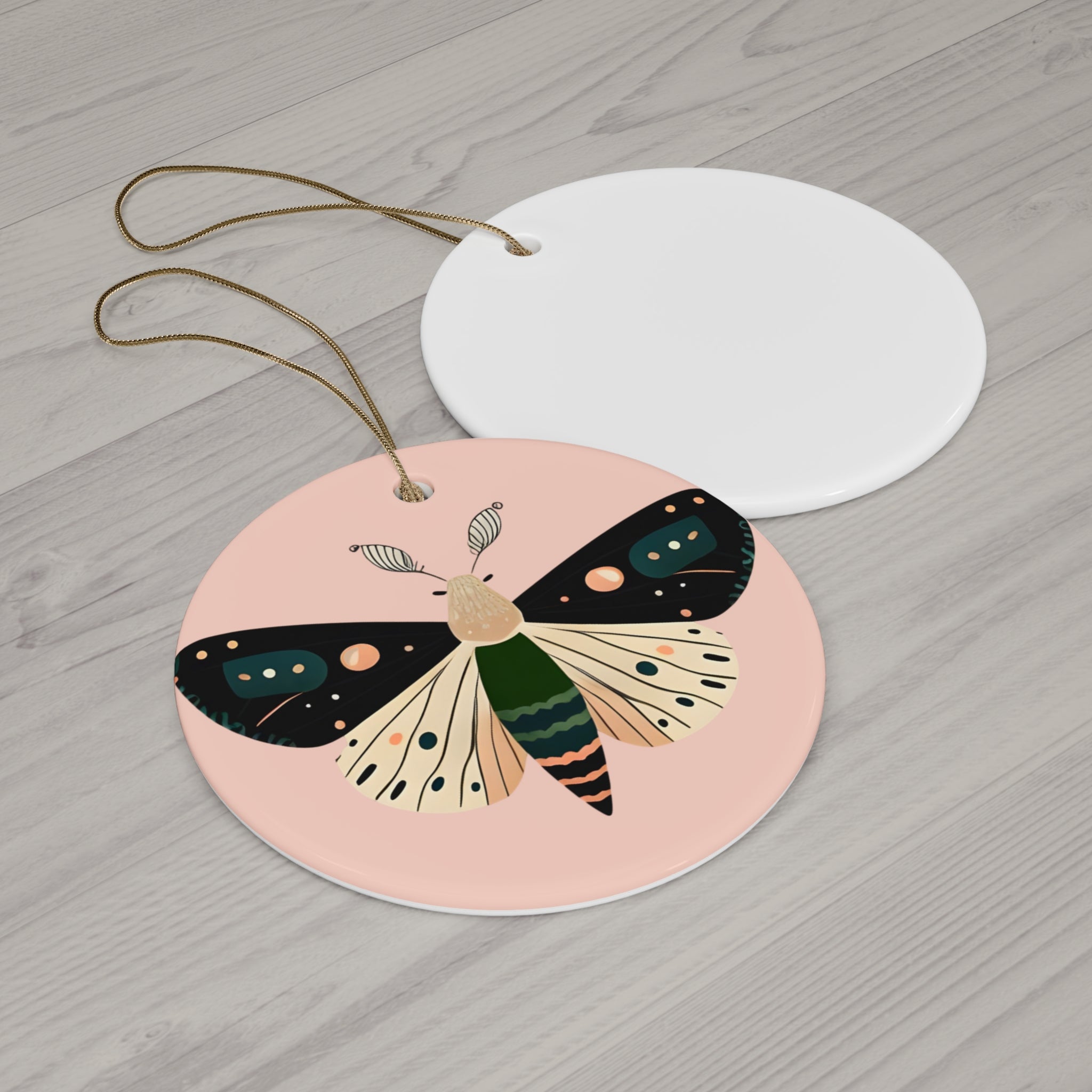 Heart Ceramic Holiday Moth Ornament - Drawn to holiday glow!