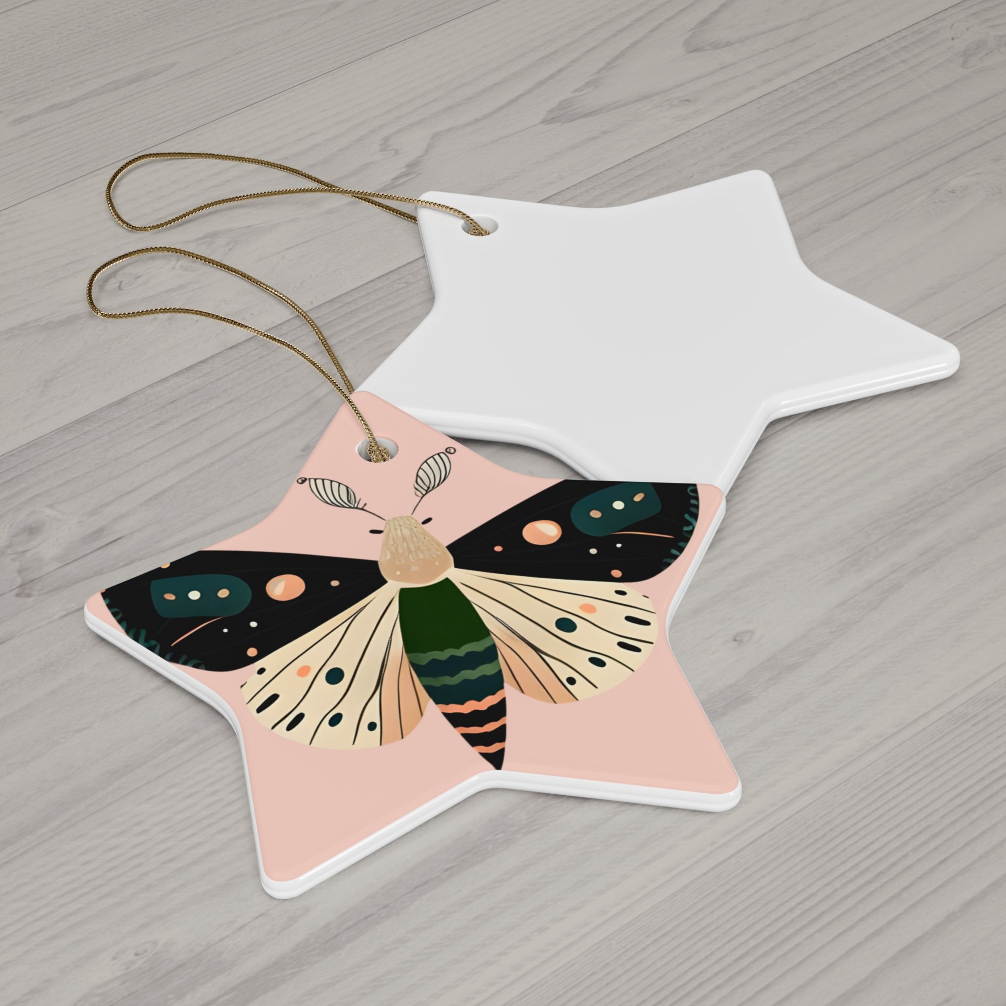 Heart Ceramic Holiday Moth Ornament - Drawn to holiday glow!