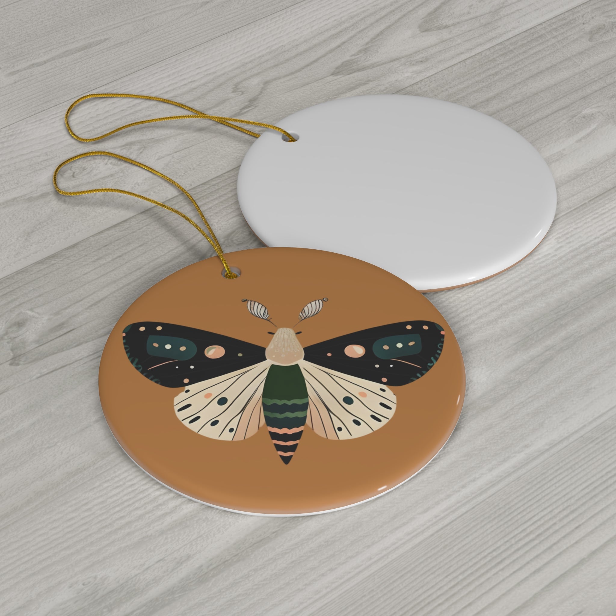 Ceramic Ornament: Christmas Moth, Caramel