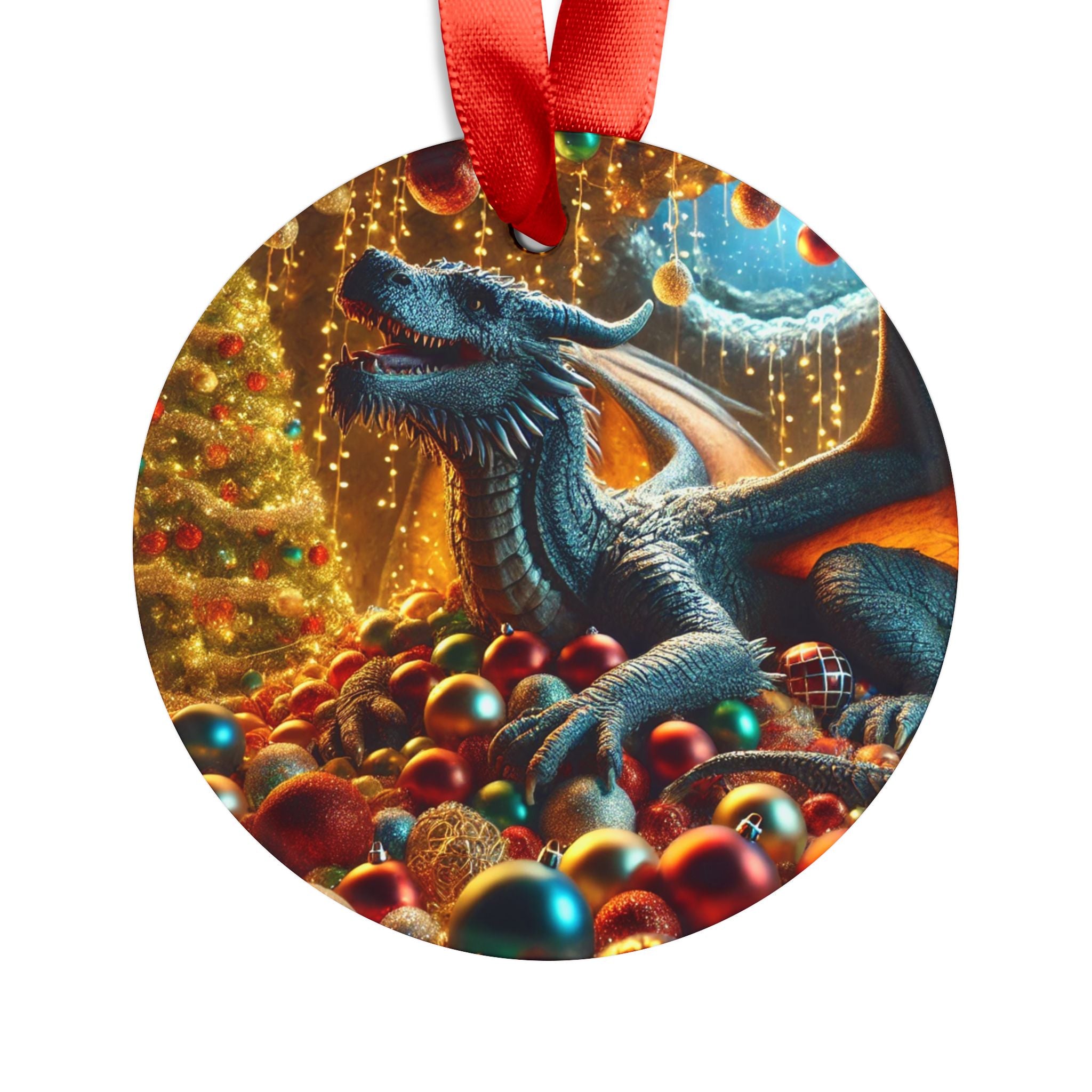 Hoarding Christmas Dragon Acrylic Ornament with Ribbon