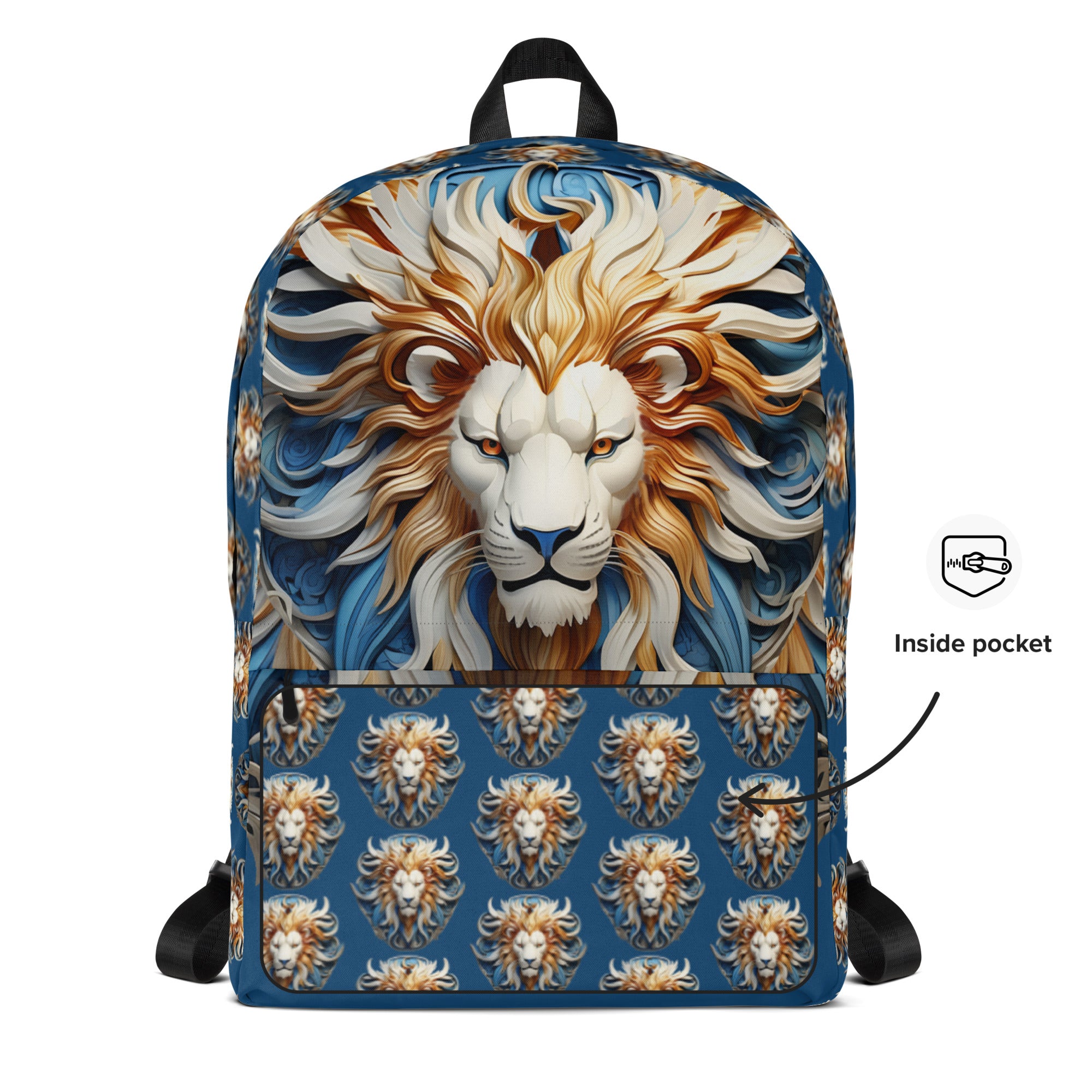 Blue Lion Backpack Handdrawn