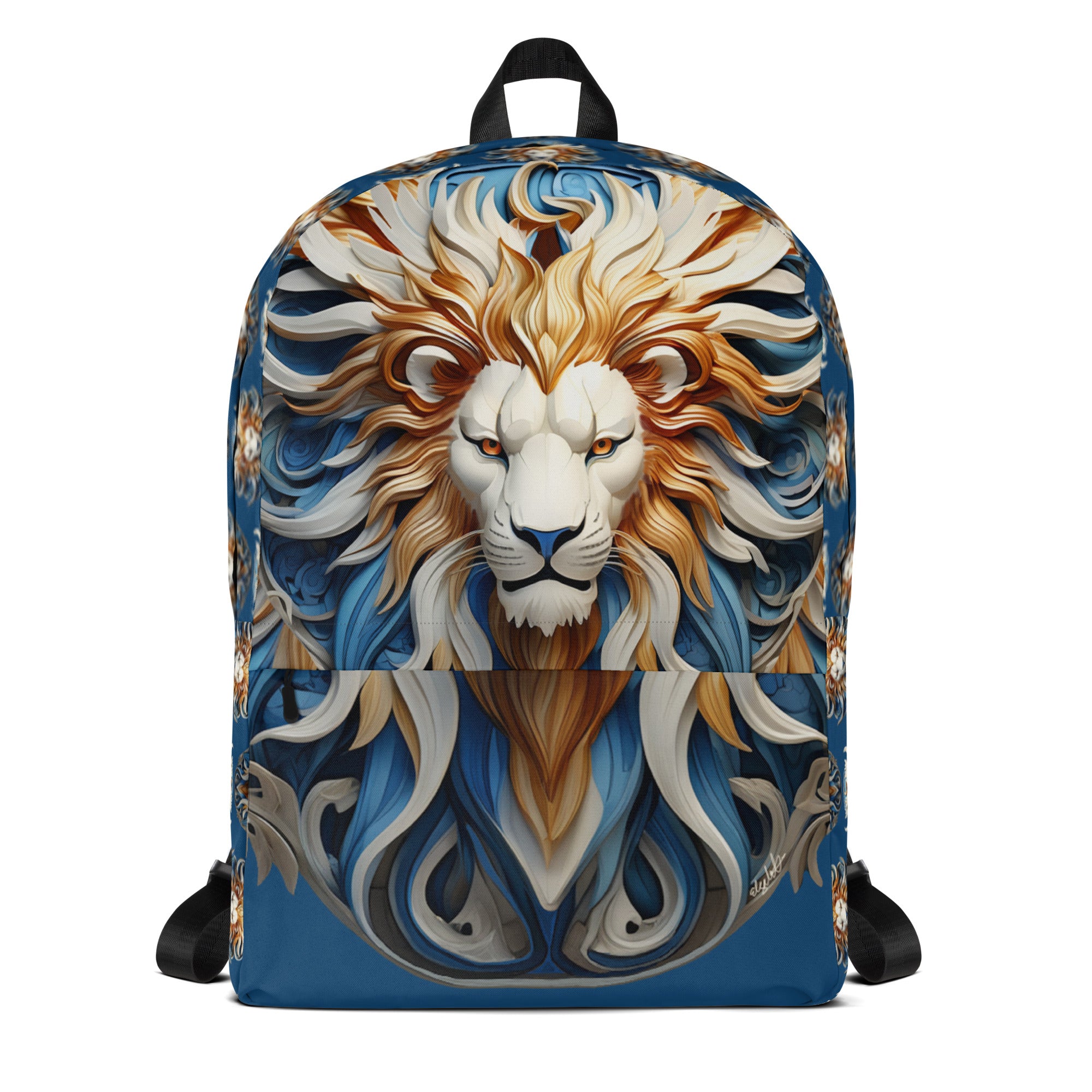 Blue Lion Backpack Handdrawn