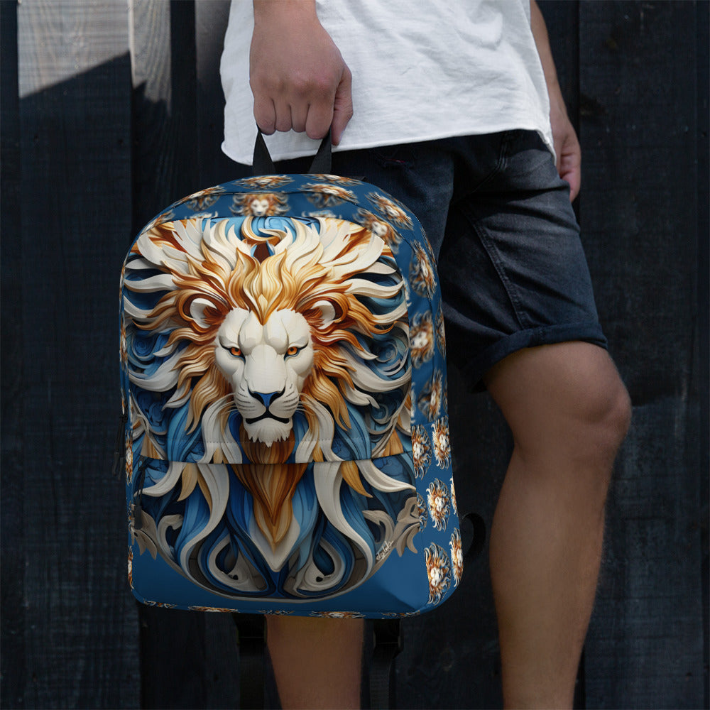 Blue Lion Backpack Handdrawn