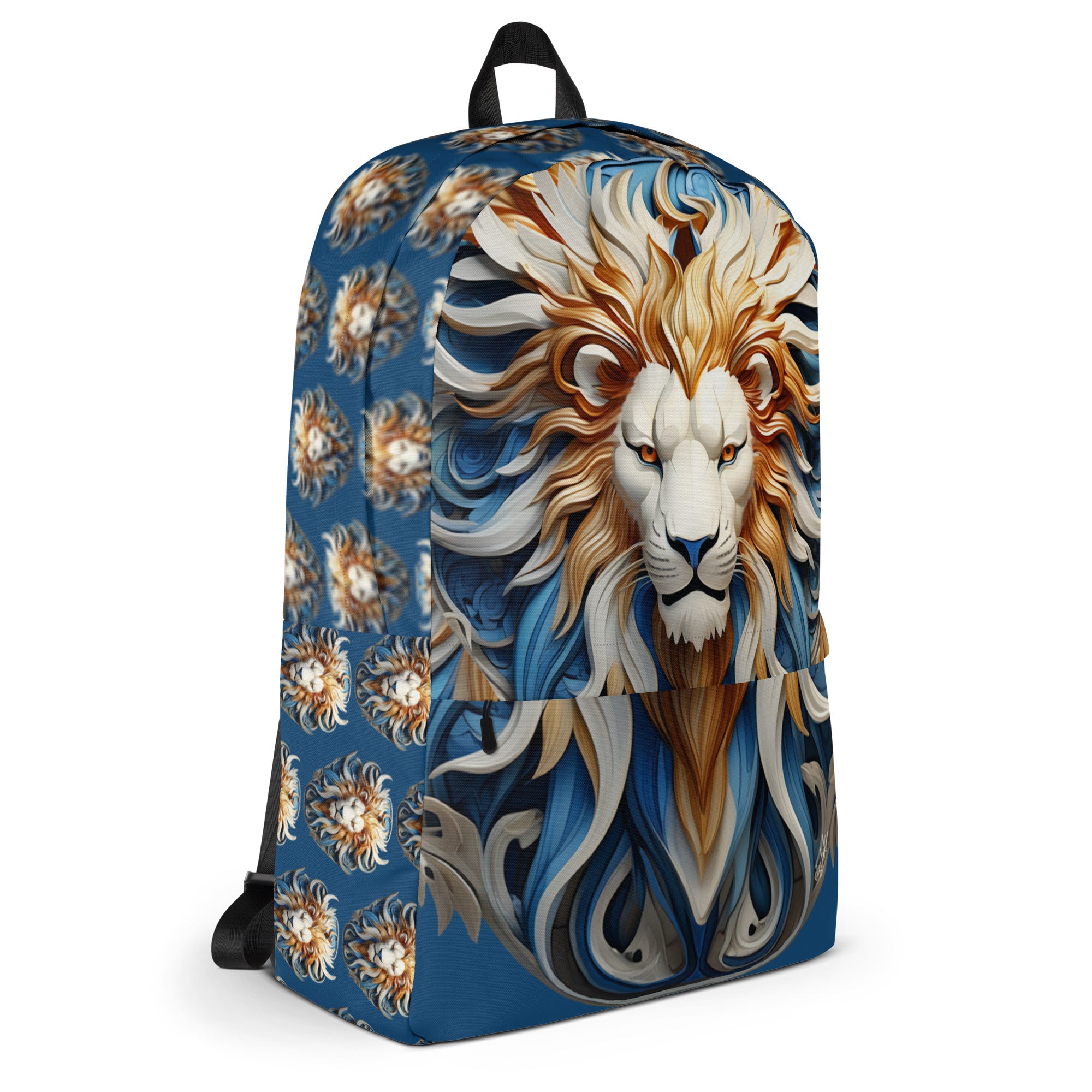 Blue Lion Backpack Handdrawn