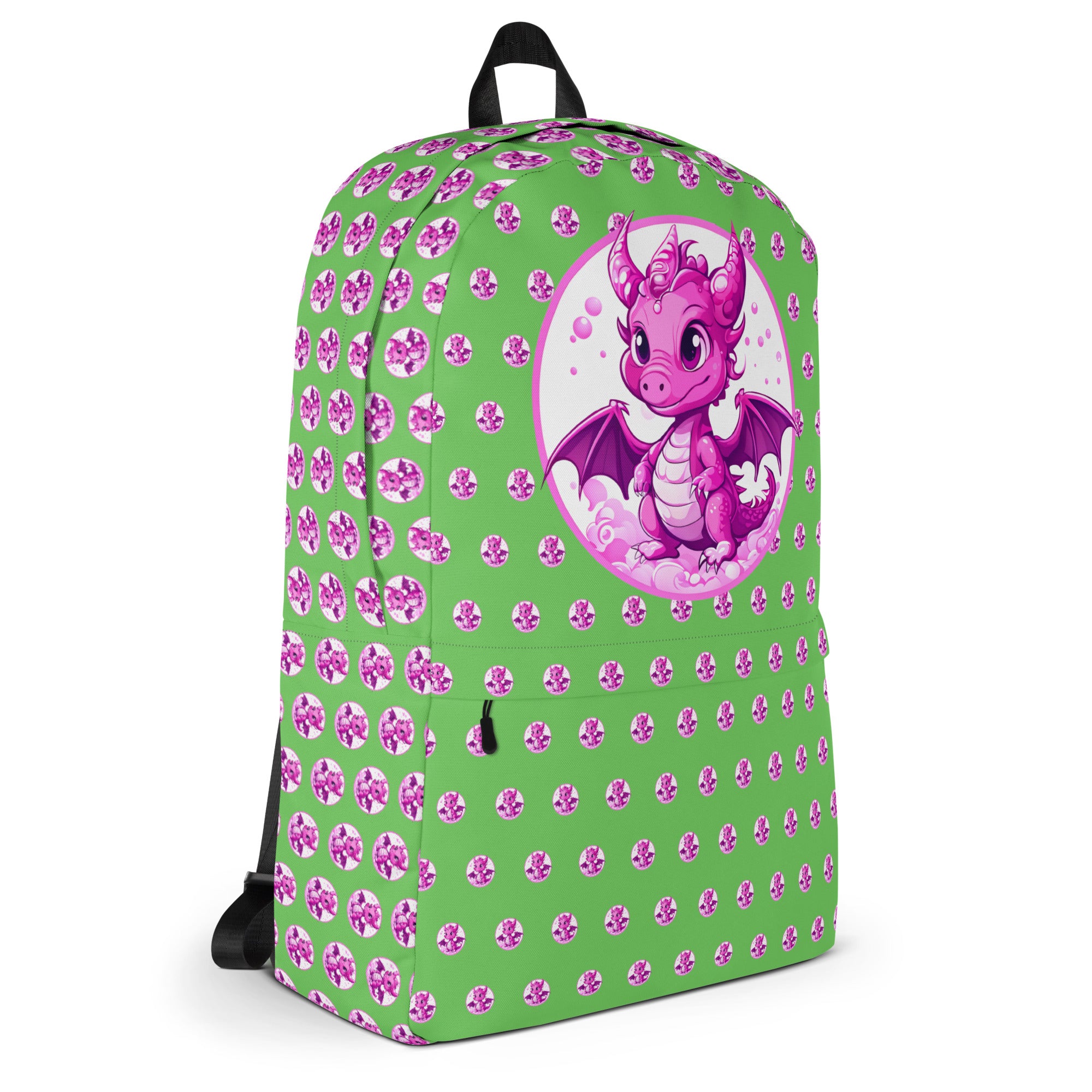 Bubbles Dragon Green and Pink Backpack