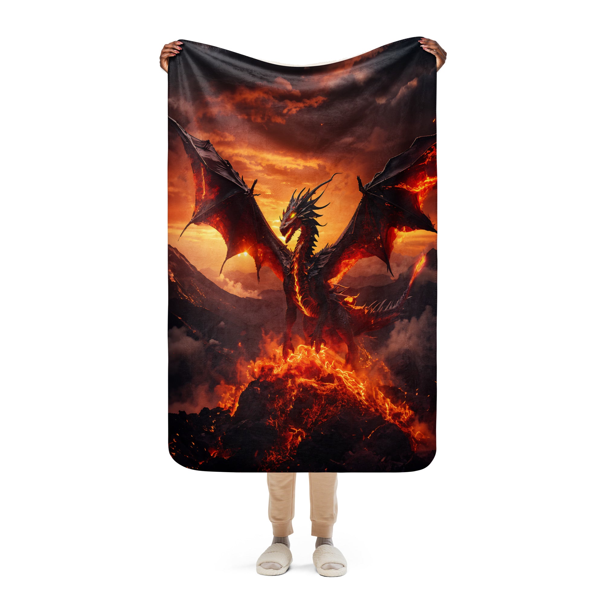 Fire Dragon Sherpa blanket