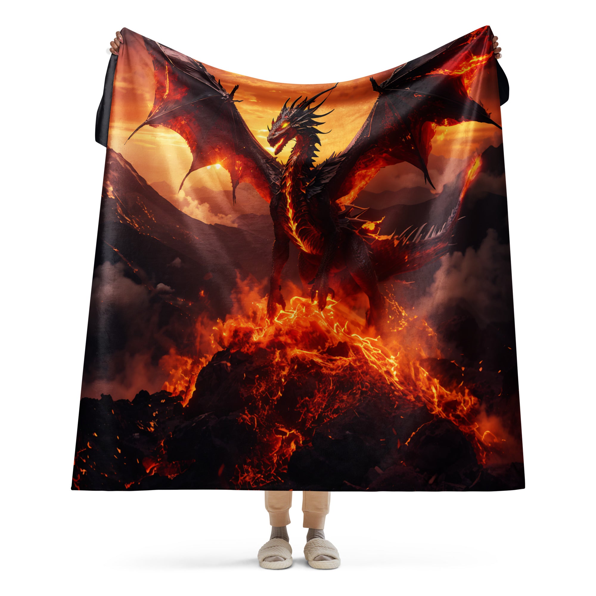 Fire Dragon Sherpa blanket