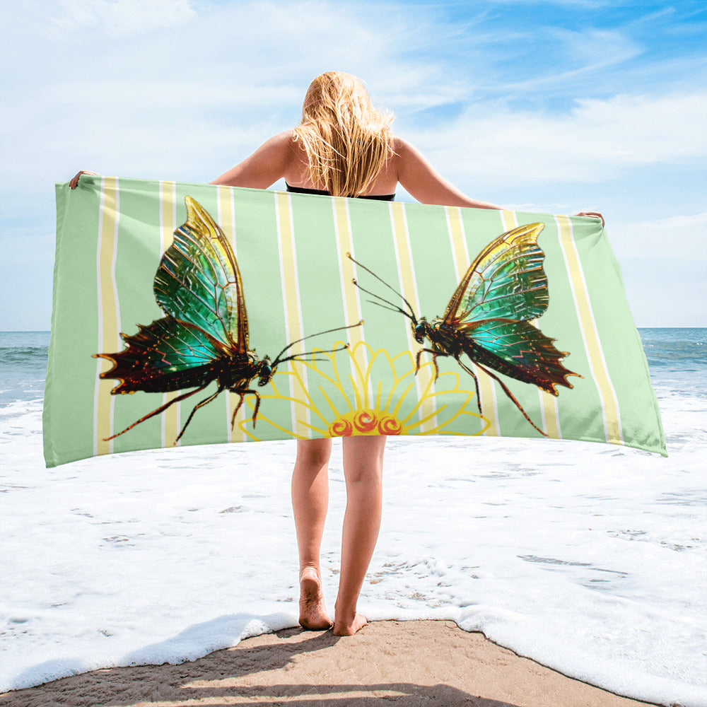 Yellow Stripe Dragon Butterfly Towel