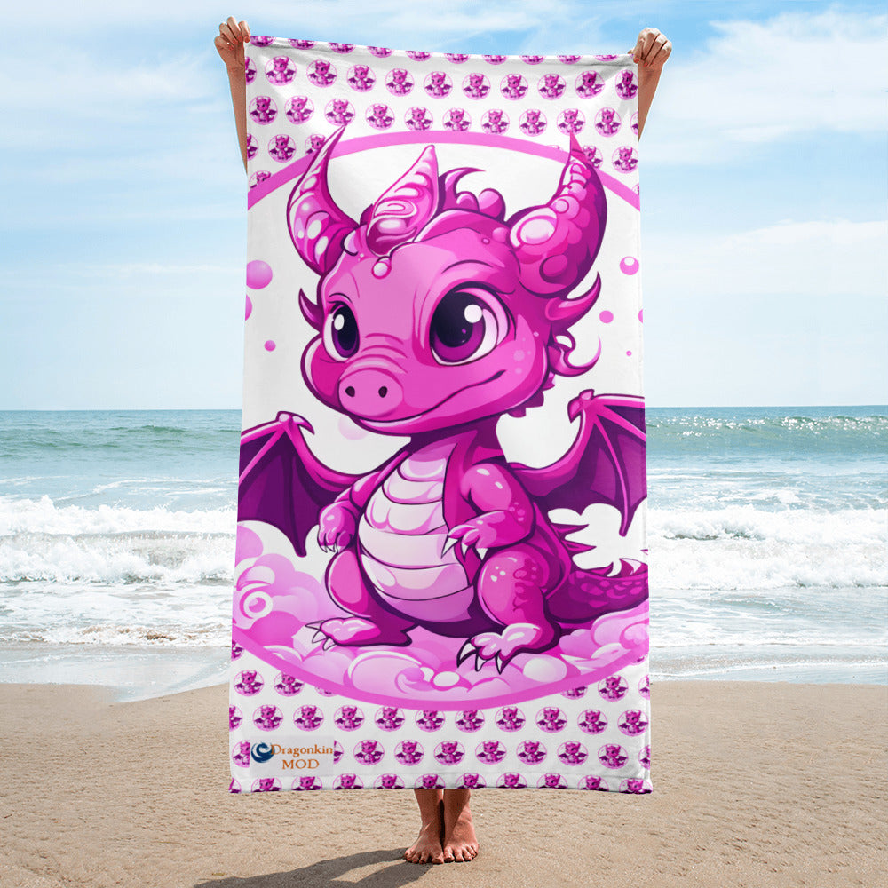 Bubbles Dragon Pink and White Towel