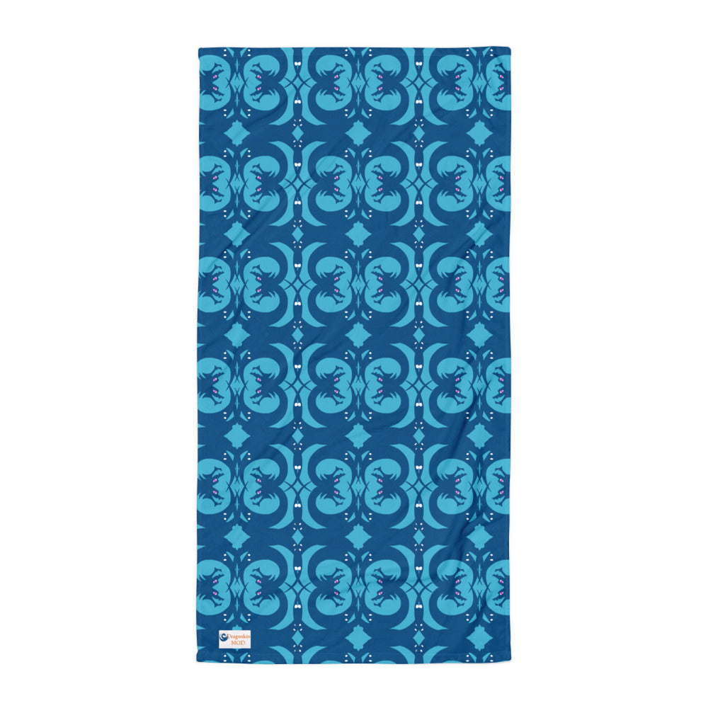 Blue Geometric Dragon Trellis Towel