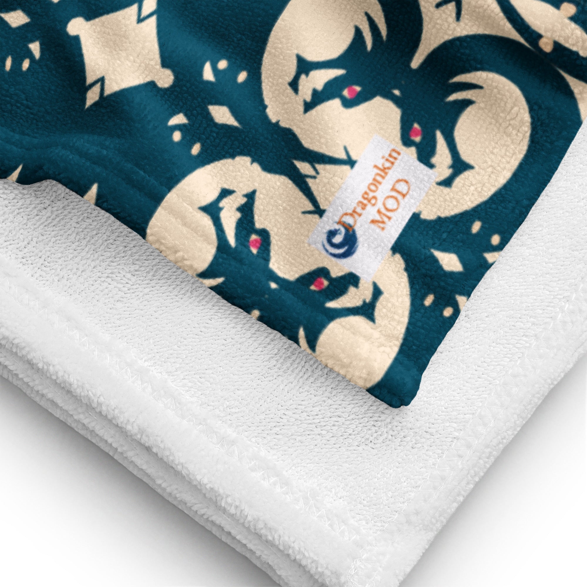 Blue & Cream Geometric Dragon Trellis Towel