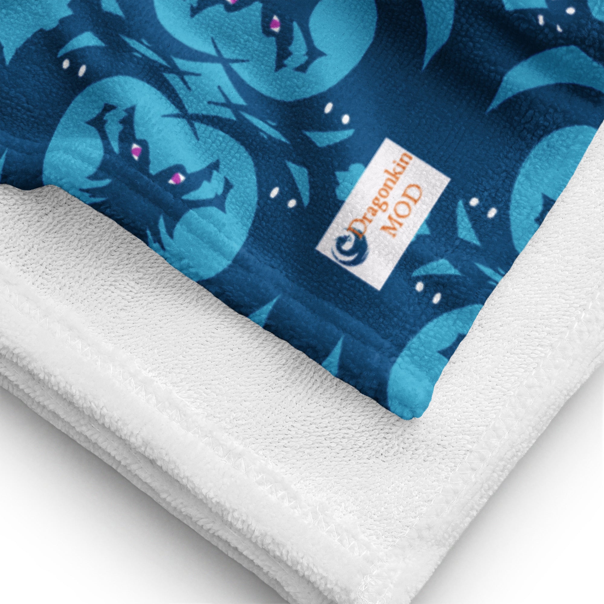 Blue Geometric Dragon Trellis Towel