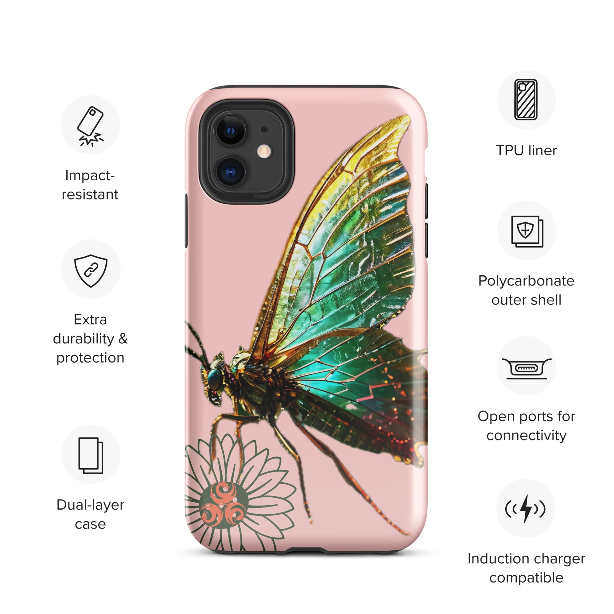 Glass Butterfly Tough Case for iPhone®