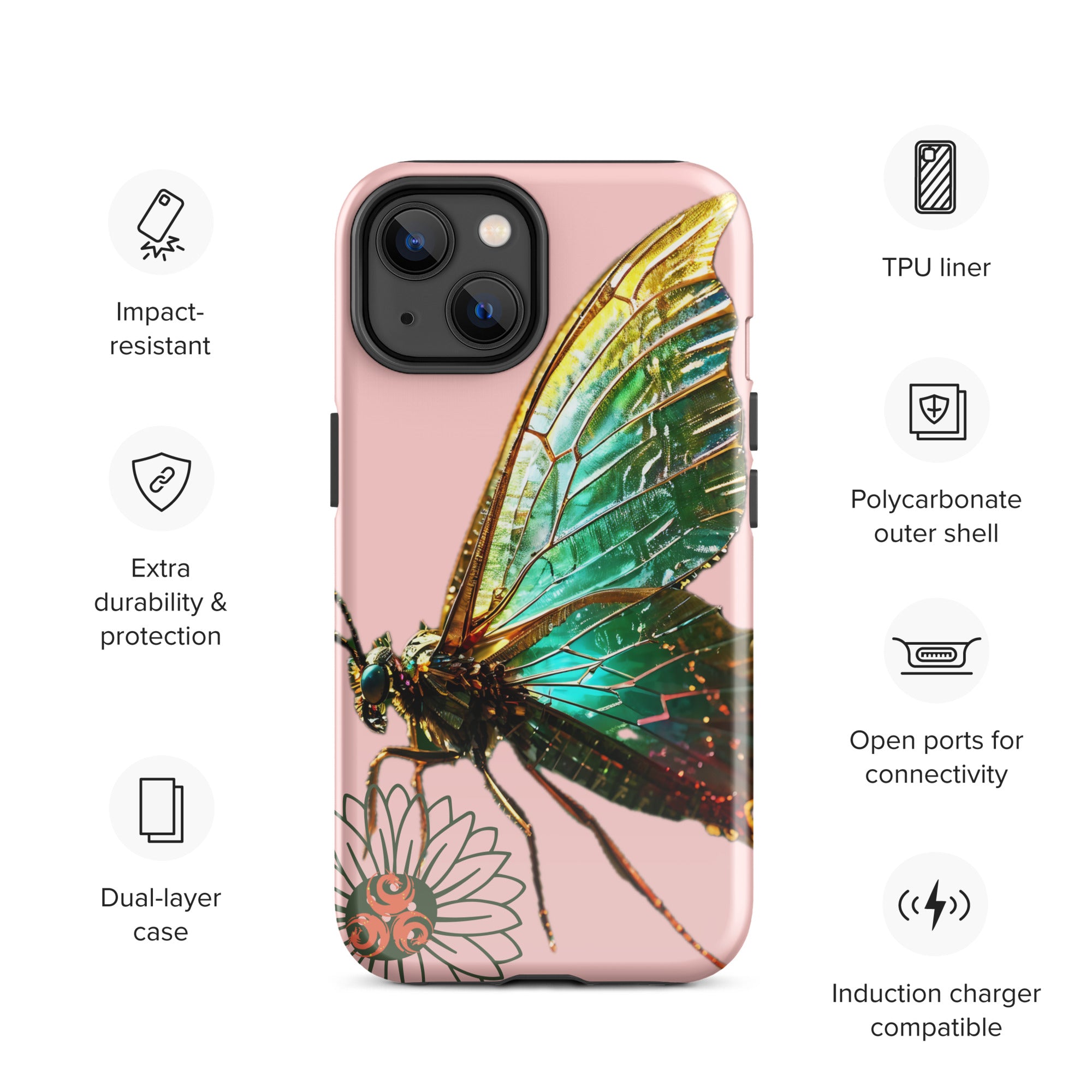 Glass Butterfly Tough Case for iPhone®