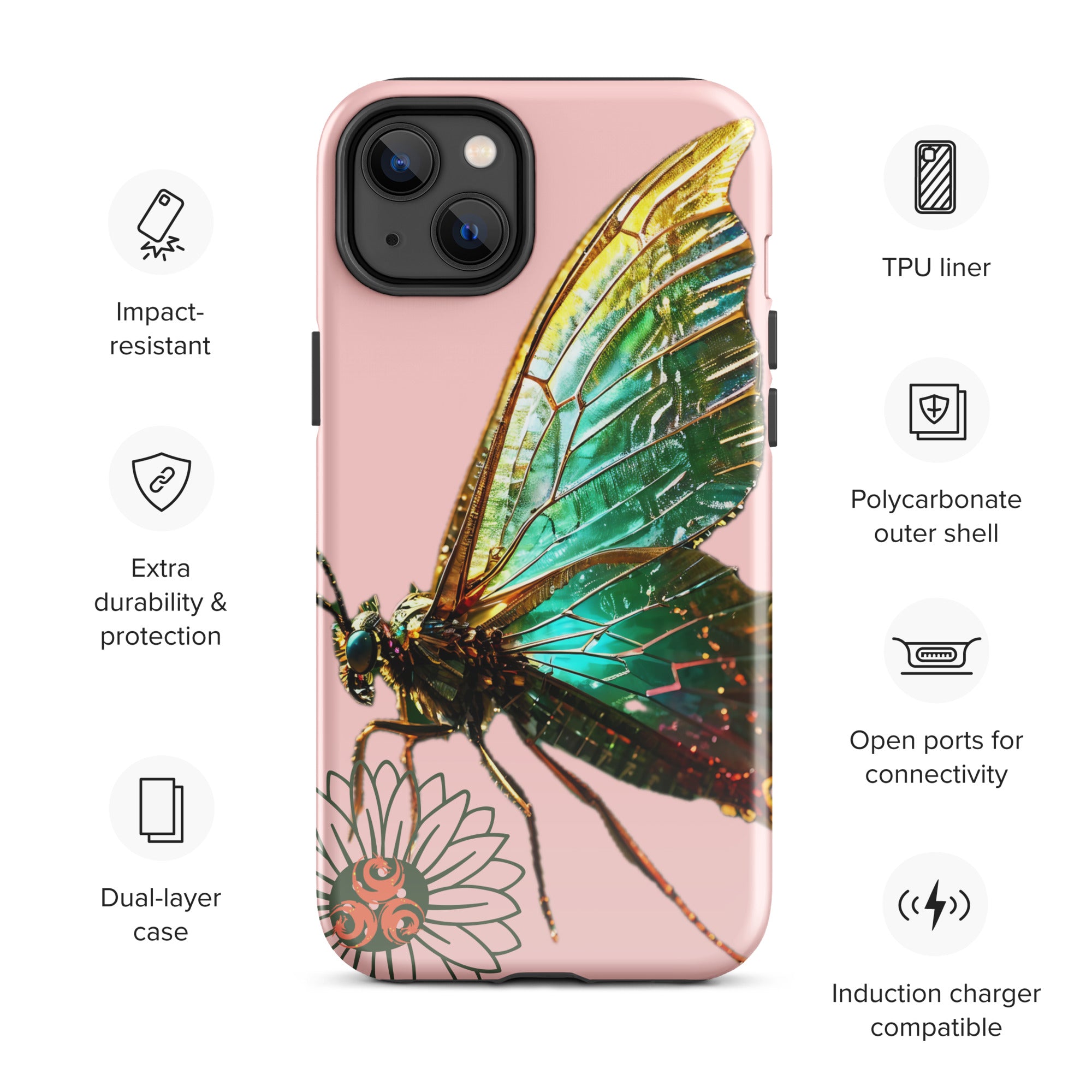 Glass Butterfly Tough Case for iPhone®