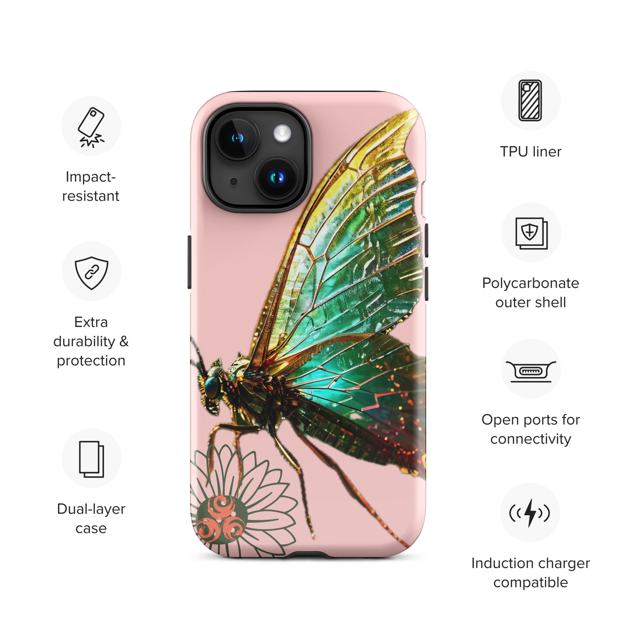 Glass Butterfly Tough Case for iPhone®