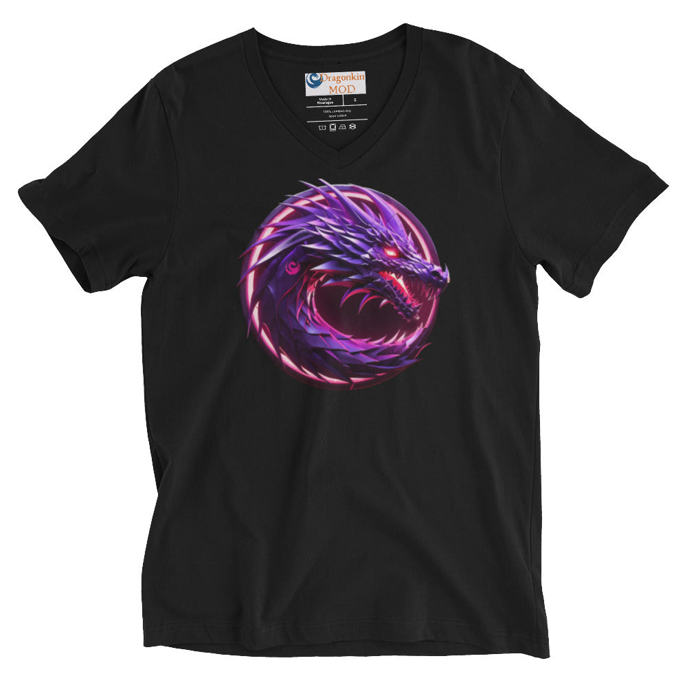 100% Cotton Electric Purple Dragon Women's Short Sleeve V-Neck T-Shirt