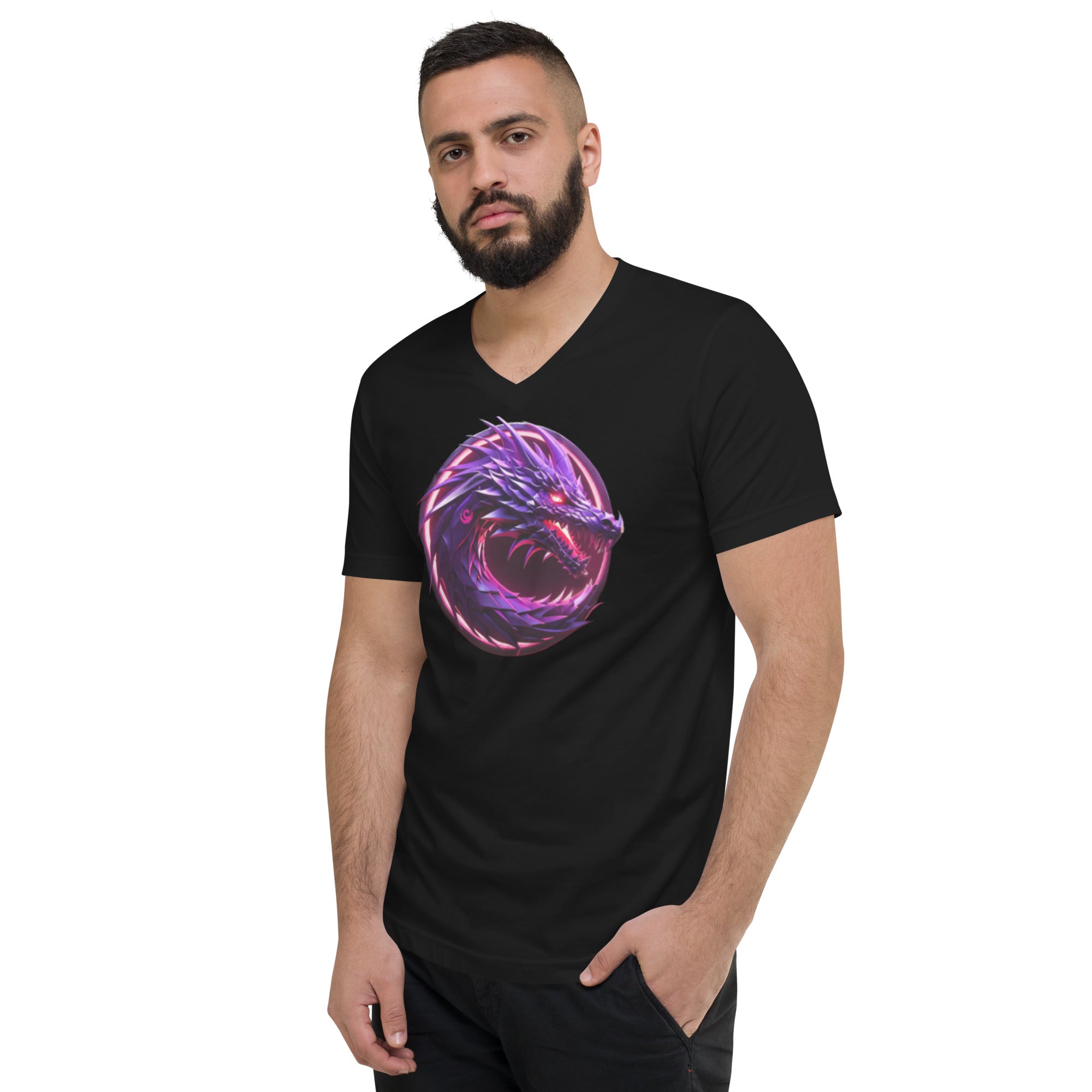 100% Cotton Men's Elecrtric Purple  V-Neck T-Shirt