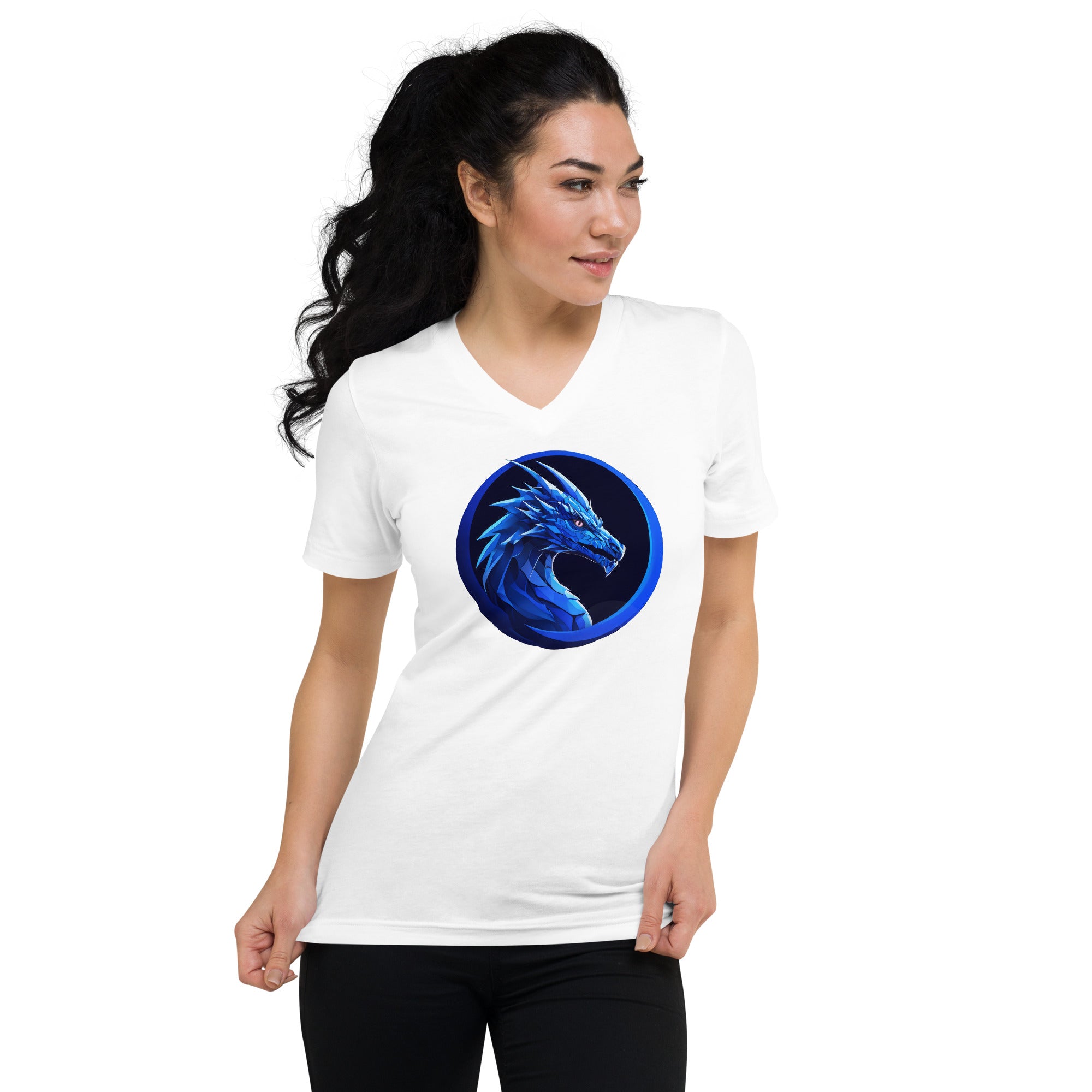 100% Cotton Water Dragon Short Sleeve V-Neck T-Shirt