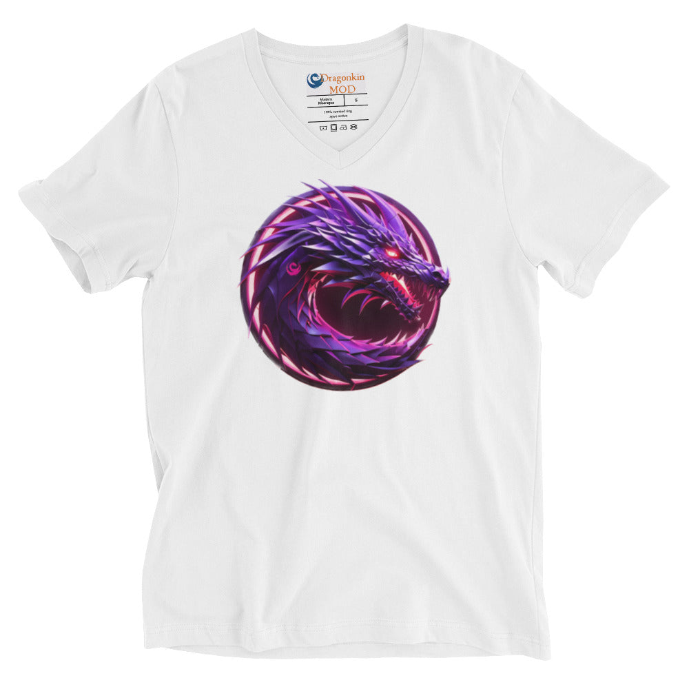 100% Cotton Electric Purple Dragon Women's Short Sleeve V-Neck T-Shirt