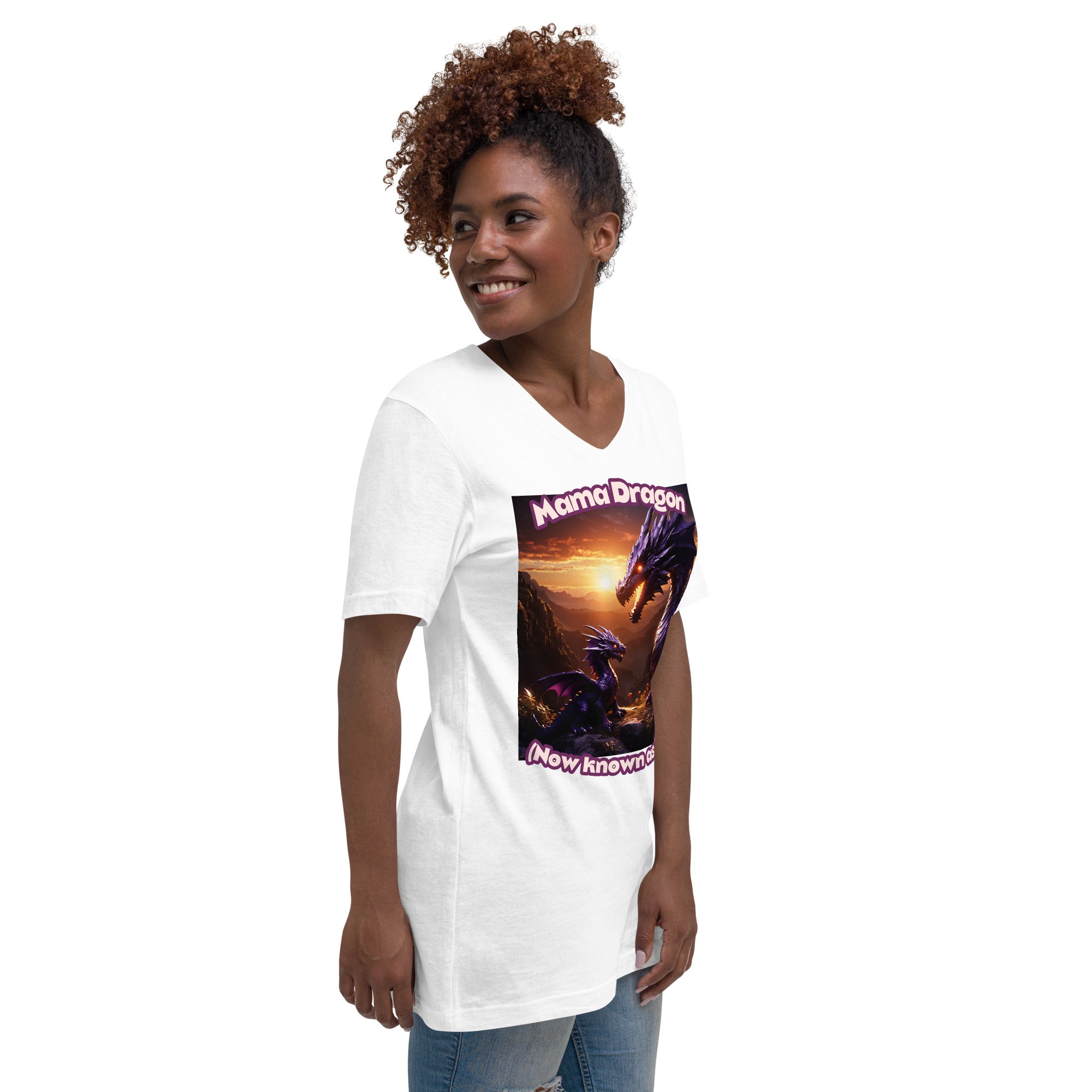 100% Cotton Mama Dragon V-Neck T-Shirt